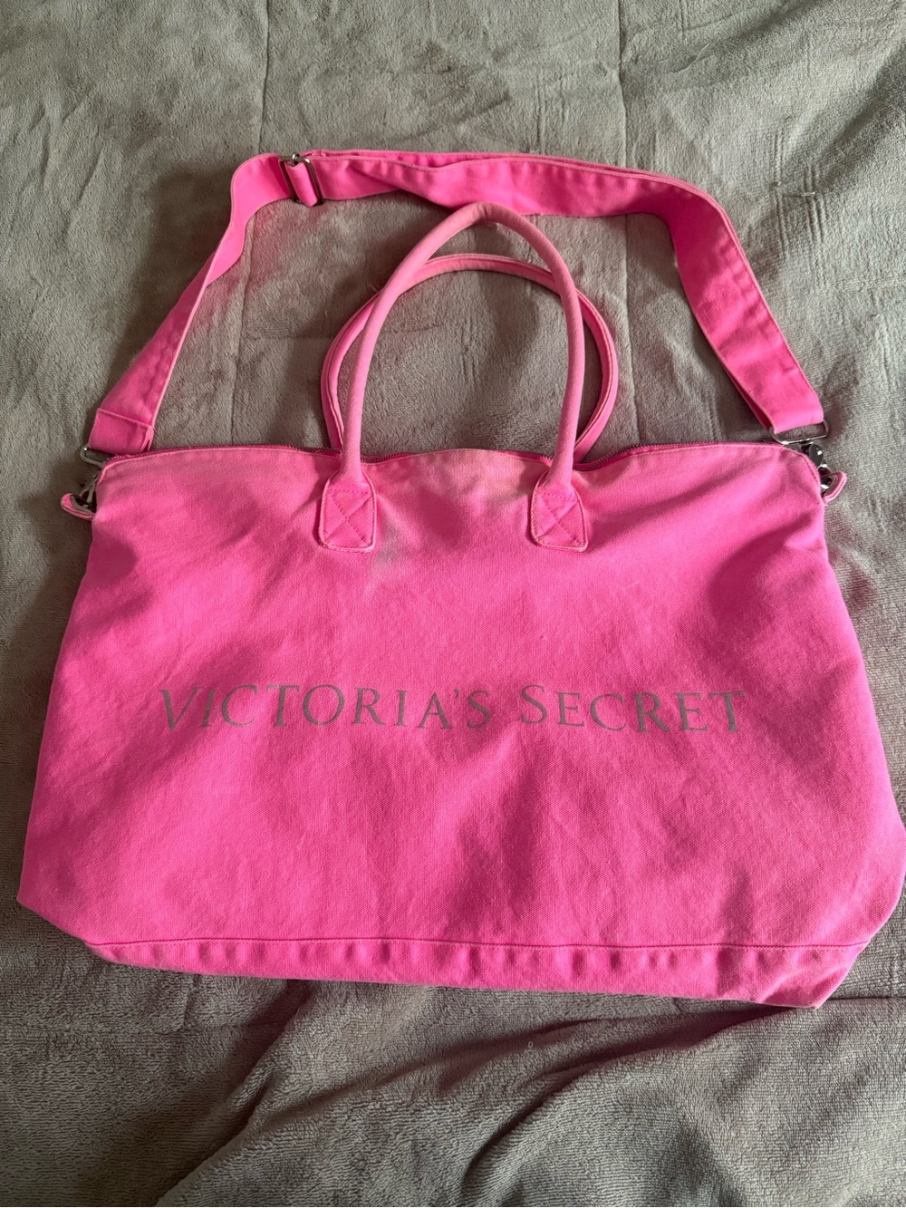 Victoria's Secret Hot Pink Large Tote with Shoulder Strap
